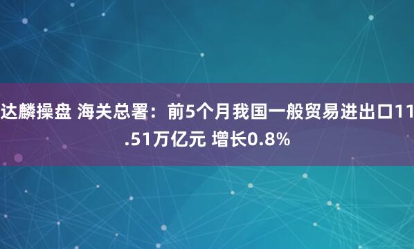 达麟操盘 海关总署：前5个月我国一般贸易进出口11.51万亿元 增长0.8%